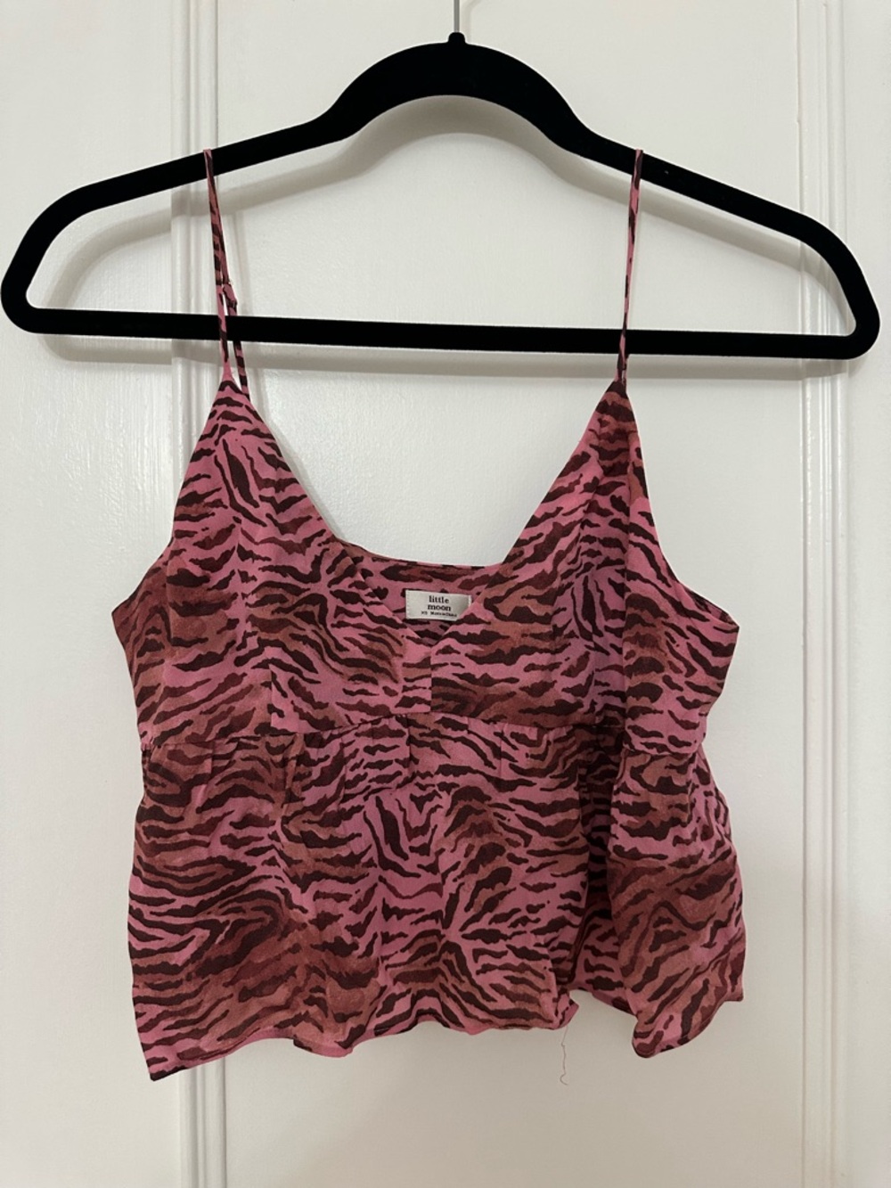 Little Moon Pink and Brown Zebra Print Spaghetti Strap Camisole
